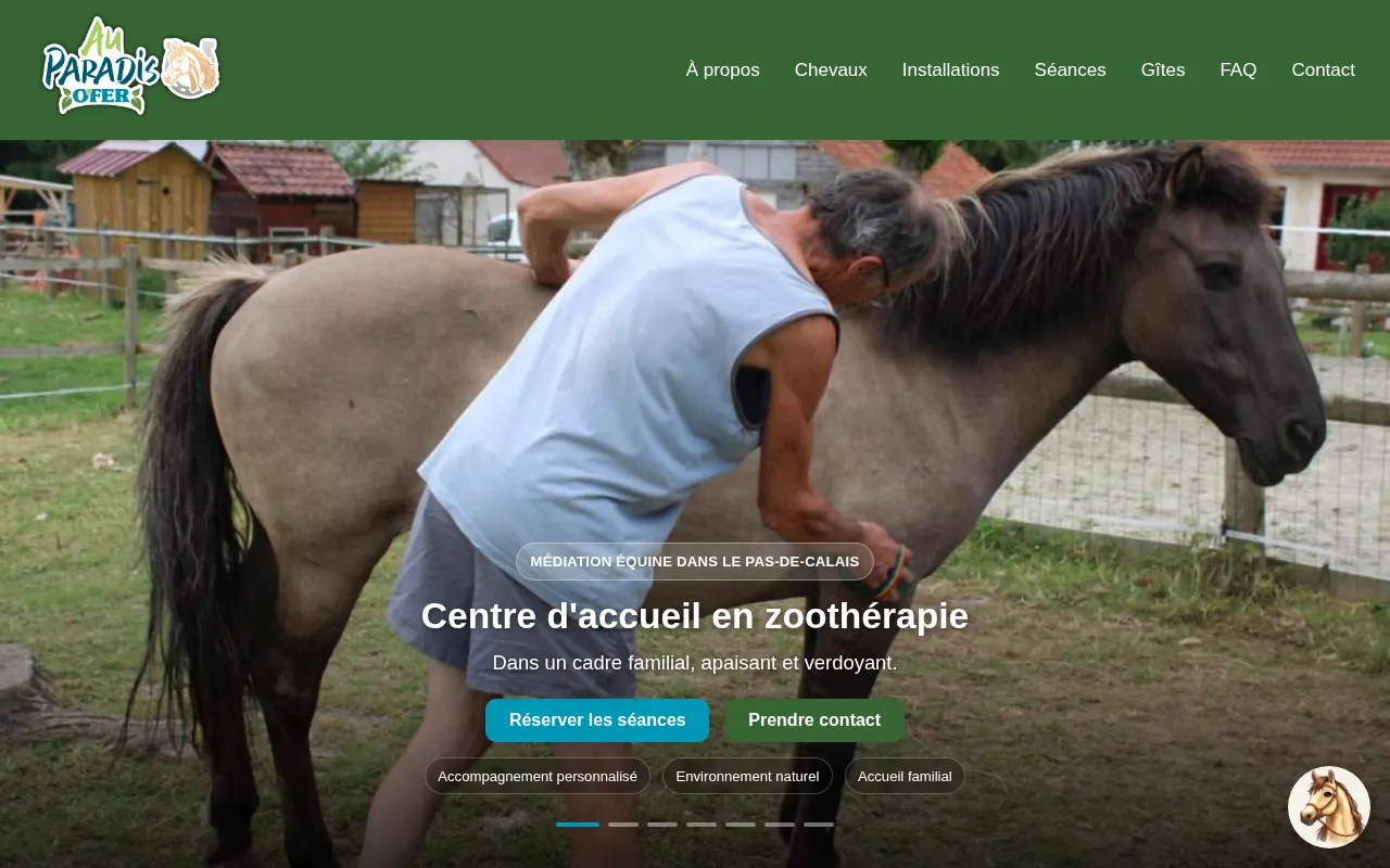 Capture d'écran du site Au Paradis O'Fer sur ordinateur