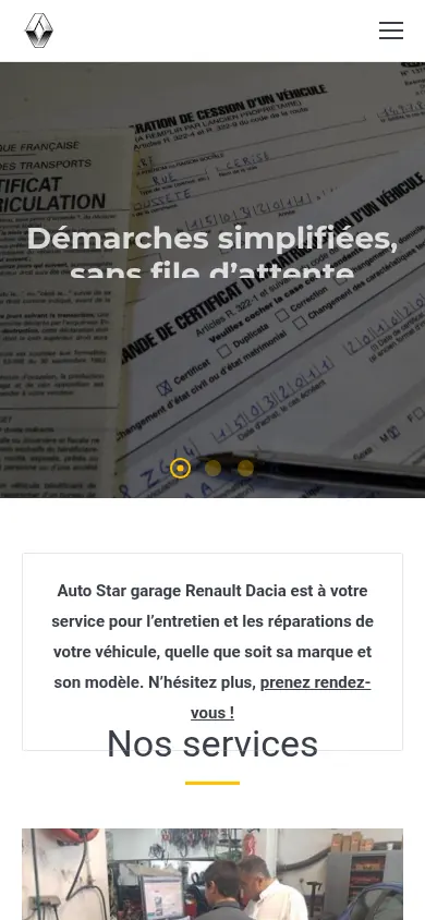 Capture d'écran du site Auto-Star sur mobile